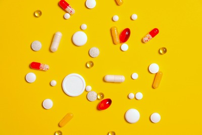 Medication Vitamin Pills Yellow Surface